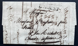 MARQUE POSTALE LORIENT POUR LA ROCHELLE / 1825 / LAC / TAXE 6 - 1801-1848: Précurseurs XIX