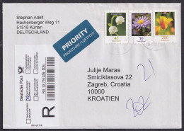 Germany 2015, Flowers, Registered Letter To Croatia - Sonstige & Ohne Zuordnung