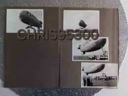 4 PHOTOS COLLEES SUR 2 CARTONS - BALLON DIRIGEABLE SAUCISSE - AVION AVIATION - Aviación