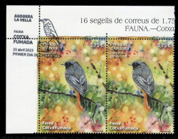 ANDORRA Correos (2023) Fauna Cotxa Fumada, Phoenicurus Ochruros, Black Redstart, Rougequeue Noir - Mint + Postmark - Used Stamps