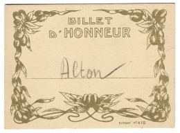 Billet D'honneur Alton -ecole - Diplômes & Bulletins Scolaires