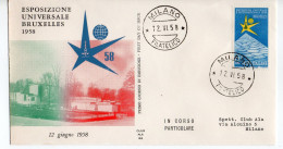 1958 - FDC " ESPOSIZIONE UNIVERSALE BRUXELLES " ALA VEDI++++ - FDC