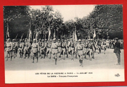 (RECTO / VERSO) PARIS LE 14 JUILLET 1919 - LES FETES DE LA VICTOIRE - LE DEFILE - TROUPES FRANCAISES - Guerra 1914-18