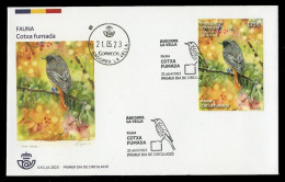 ANDORRA Correos (2023) Fauna Cotxa Fumada, Phoenicurus Ochruros, Black Redstart, Rougequeue Noir - First Day Cover - Lettres & Documents