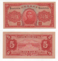 China  J10e  5 Yuan 1940 UNC - China