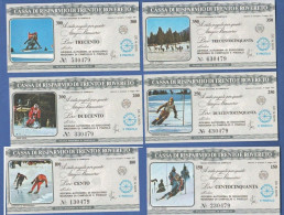 Trento Rovereto Cassa Risparmio 6 Miniassegni 1977  Da 100 150 200 250 300 350 Lire Sports Sci Ski - [10] Scheck Und Mini-Scheck