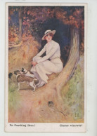 FEMMES - FRAU - LADY - DOGS - Jolie Carte Fantaisie "Chasse Gardée" (femme Et Chiens ) - ARTISTIQUE SERIES N°1677 - Frauen