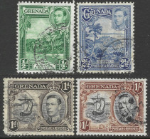 Grenada. 1938-50 King George VI. 4 Used Values To 1/-. P12½. SG 153a Etc. M5035 - Grenada (...-1974)