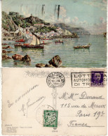 ITALY 1937 POSTCARD WITH FRENCH SURCHARGE SENT FROM NAPOLI TO PARIS - Poststempel