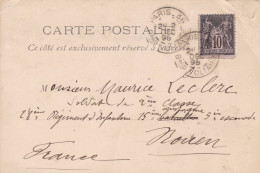 Yvert 89 Appliqué Sur Carte Repiquée  J.Sauce Paris 1896 - Postales  Transplantadas (antes 1995)