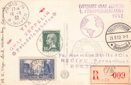 FRANCE N° 174+261 Sur Cpa Recommandée, Cachet LUFSCHIFF GRAF ZEPPELIN - Rare Et Superbe -vente Sinais 19/06/87 - Sonstige & Ohne Zuordnung