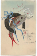 1er AVRIL - CPA - POISSON, FER A CHEVAL, CARTE CELLULOID - Peinte à La Main - April Fool's Day