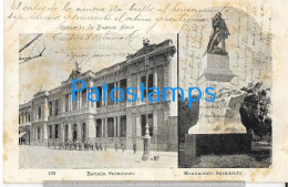 228525 ARGENTINA BUENOS AIRES SCHOOL ESCUELA SARMIENTO & MONUMENTO SPOTTED POSTAL POSTCARD - Argentine