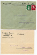 Germany 1927 Cover & Reply Postcard; Lübbecke - August Frese, Lederfabrik; 5pf. Schiller & 10pf. Frederick The Great - Briefe U. Dokumente