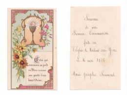Moulins-sur-Yèvre, 1re Communion De Marie-Josèphe Soumard, 1926, Citation Curé D'Ars, Eucharistie Et Fleurs - Images Religieuses
