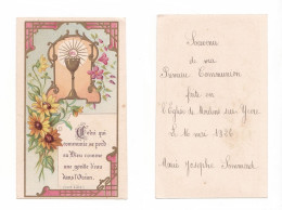 Moulins-sur-Yèvre, 1re Communion De Marie-Josèphe Soumard, 1926, Citation Curé D'Ars, Eucharistie Et Fleurs - Devotion Images