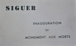 SIGUER - Inauguration Du Monument Aux Morts - CARNET COMPLET De 6 Cpa - Etat Proche Du Neuf - Voir Les 7 Scans - Other & Unclassified