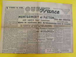 Journal L'Ouest France Du 13-14 Janvier 1945 Guerre De Gaulle épuration Montgomery Patton Budapest FFI Béraud Angers - Altri & Non Classificati