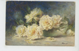 FLEURS - Jolie Carte Fantaisie Viennoise Roses Jaunes - M.M.VIENNE M. MUNK N° 521 Signée E. FILLIARD - Vienne