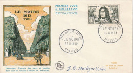 ///   FRANCE ///    PREMIER JOUR ---  FDC  -  LE NÔTRE - 1950-1959