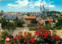 28 - Chartres - La Cathédrale Dominant La Ville - Fleurs - CPM - Voir Scans Recto-Verso - Chartres