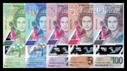 Estados Caribe East Caribbean Full Set 5 10 20 50 100 Dollars Elizabeth II 2019-2021 Pick 56-60 Polymer Sc Unc - Caribes Orientales