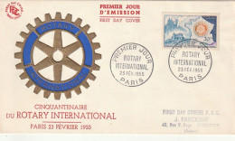 ///   FRANCE ///    PREMIER JOUR ---  FDC  -  PREMIER JOUR ROTARY INTERNATIONAL - 1950-1959
