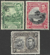 Grenada. 1938-50 KGVI. ½d, 1d, 1½d Used. P13½X12½/P12½X13½ SG 153b, 154b, 155a. M5037 - Grenada (...-1974)