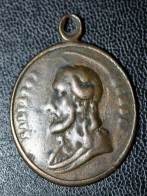 Médaille Religieuse XVIIIe Bronze "Jésus / Marie" Religious Medal - Religion & Esotérisme