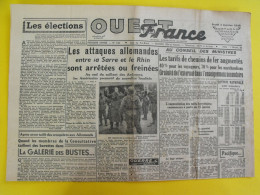Journal Ouest France Du 4 Janvier 1945 Guerre De Gaulle épuration Sarre Rhin  Mort Colonel Fabien Angers - Autres & Non Classés
