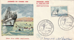 ///   FRANCE ///    PREMIER JOUR ---     JOURNEE DU TIMBRE Fdc  ---POSE D'UN CABLE SOUS MARIN - 1960-1969