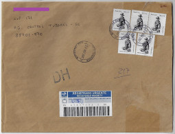 Brazil 2007 Registered Cover From São Paulo To Tubarão 5 Stamp Missing Work Painter Portinari Painting Brodowski Boy - Lettres & Documents