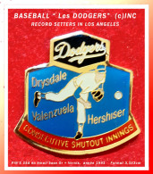 SUPER PIN'S BASEBALL "LES DODGERS RECORD SETTERS IN LOS ANGELES Format 3,33cm En émail Vernissé Base Or - Honkbal