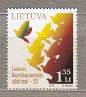 LITHUANIA 2010 Independence 20th Anniversary MNH(**) Mi 1034 #Lt907 - Lithuania