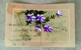 Carte En Rhodoïde, Peinte à La Main. (fleurs) - Sonstige & Ohne Zuordnung
