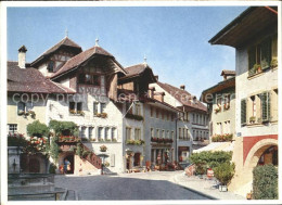 11631708 Murten Morat Ortspartie Brunnen Schweizer Wandkalender 1955 Murten Mora - Andere & Zonder Classificatie