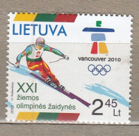 LITHUANIA 2010 Winter Olympic Games MNH(**) Mi 1030 #Lt909 - Lithuania