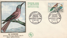 ///   FRANCE ///    PREMIER JOUR ---   Fdc  Oiseaux  LE GUEPIER - 1960-1969