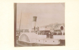 STEAMER - Bateau D'excursion, Calais Boulogne Sur Mer (photo Années 1900, Format 9cm X 7,7cm) - Boten