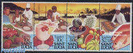 Saint Lucia 1988 Tourism 4v [:::], Mint NH, Health - Transport - Various - Food & Drink - Ships And Boats - Tourism - Food