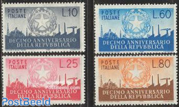 Italy 1956 10 Years Republic 4v, Mint NH - Sonstige & Ohne Zuordnung