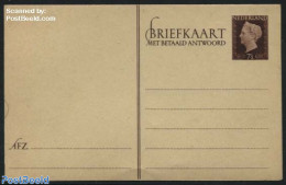 Netherlands 1947 Reply Paid Postcard 7.5+7.5c, Unused Postal Stationary - Briefe U. Dokumente