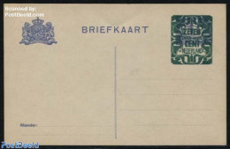 Netherlands 1921 Postcard 7.5c On 1.5c, Long Dividing Line, Unused Postal Stationary - Covers & Documents