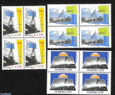 Netherlands 1996 Bridges & Tunnel 3v Blocks Of 4 [+], Mint NH, Art - Bridges And Tunnels - Unused Stamps