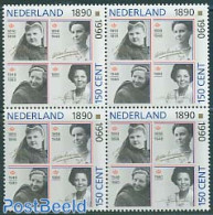 Netherlands 1990 4 Queens 1v Block Of 4 [+], Mint NH, History - Kings & Queens (Royalty) - Ongebruikt