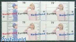 Netherlands 1989 Europa 2v Blocks Of 4 [+], Mint NH, History - Various - Europa (cept) - Toys & Children's Games - Ongebruikt