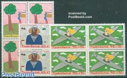 Netherlands 1987 Child Welfare 3v Blocks Of 4 [+], Mint NH, Transport - Aircraft & Aviation - Ships And Boats - Nuovi