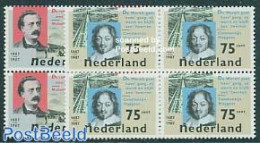 Netherlands 1987 Literature 2v Blocks Of 4 [+], Mint NH, Art - Authors - Unused Stamps