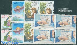Netherlands 1980 Child Welfare 4v Blocks Of 4 [+], Mint NH, Nature - Frogs & Toads - Art - Books - Children's Books Il.. - Unused Stamps