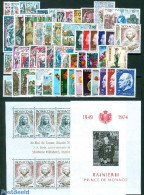 Monaco 1974 Yearset 1974, Complete, 53v + 2s/s, Mint NH, Various - Yearsets (by Country) - Ungebraucht